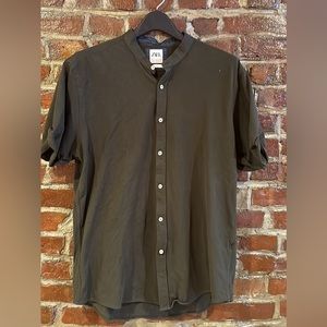 Zara collarless shirt